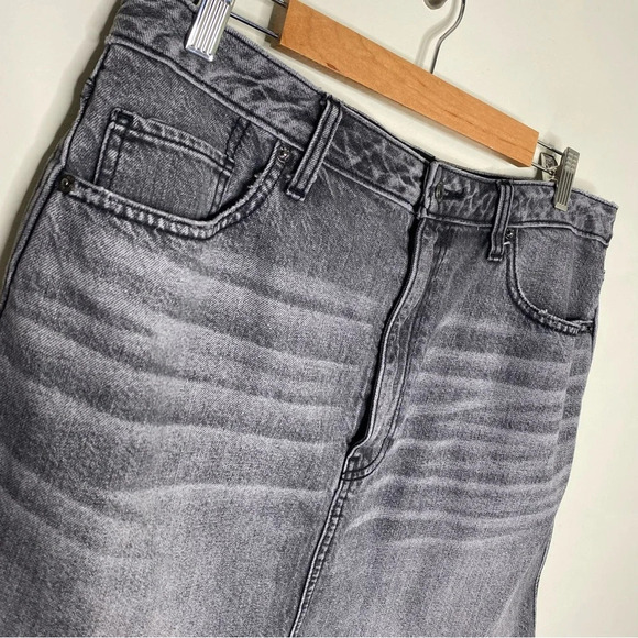 Abercrombie & Fitch Washed Black Raw Hem Denim Jean Mini Skirt Size 32 - Picture 3 of 8